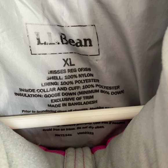 L.L. Bean Goose Down Puffer Jacket PINK Berry Full Zip Sz XL - Picture 3 of 14